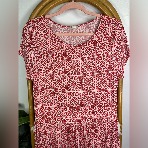Boden Red and White Patterned Dress sz 12 - Picture 3 of 5